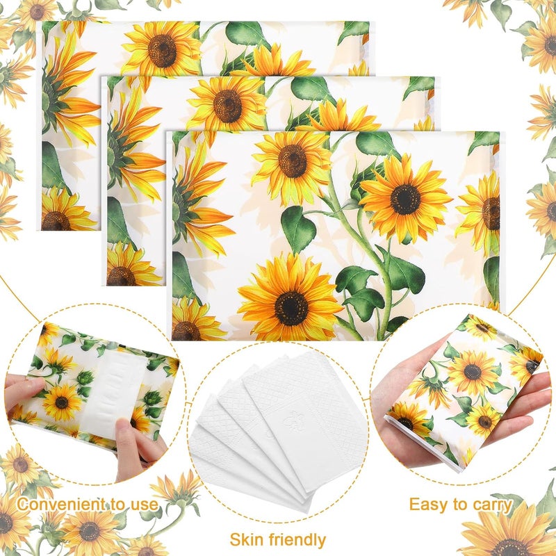 PerKoop 100 Packs Travel Size Tissues Disposable Pocket Facial Tissues Bulk for Travel Wedding Guest School Wallet Purse Home Supplies, 1000 Sheets 3 Ply(Sunflower) - Image 2
